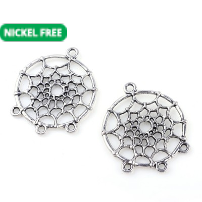 Dream Catcher Connectors - Silver Tone